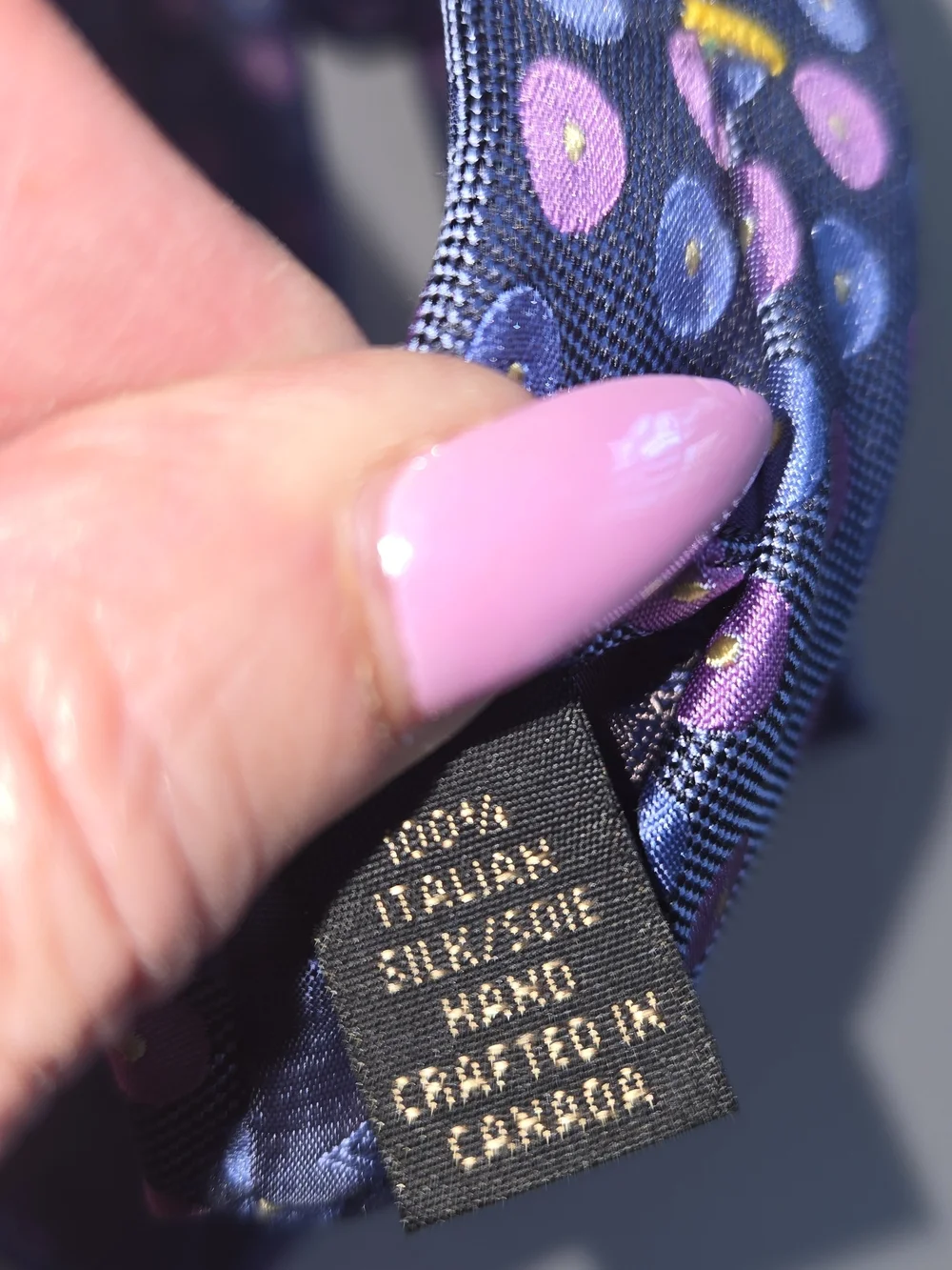 DIOR 100% Italian Silk -  Blue Tie with Pink Dot Motif - Picture 2 of 5